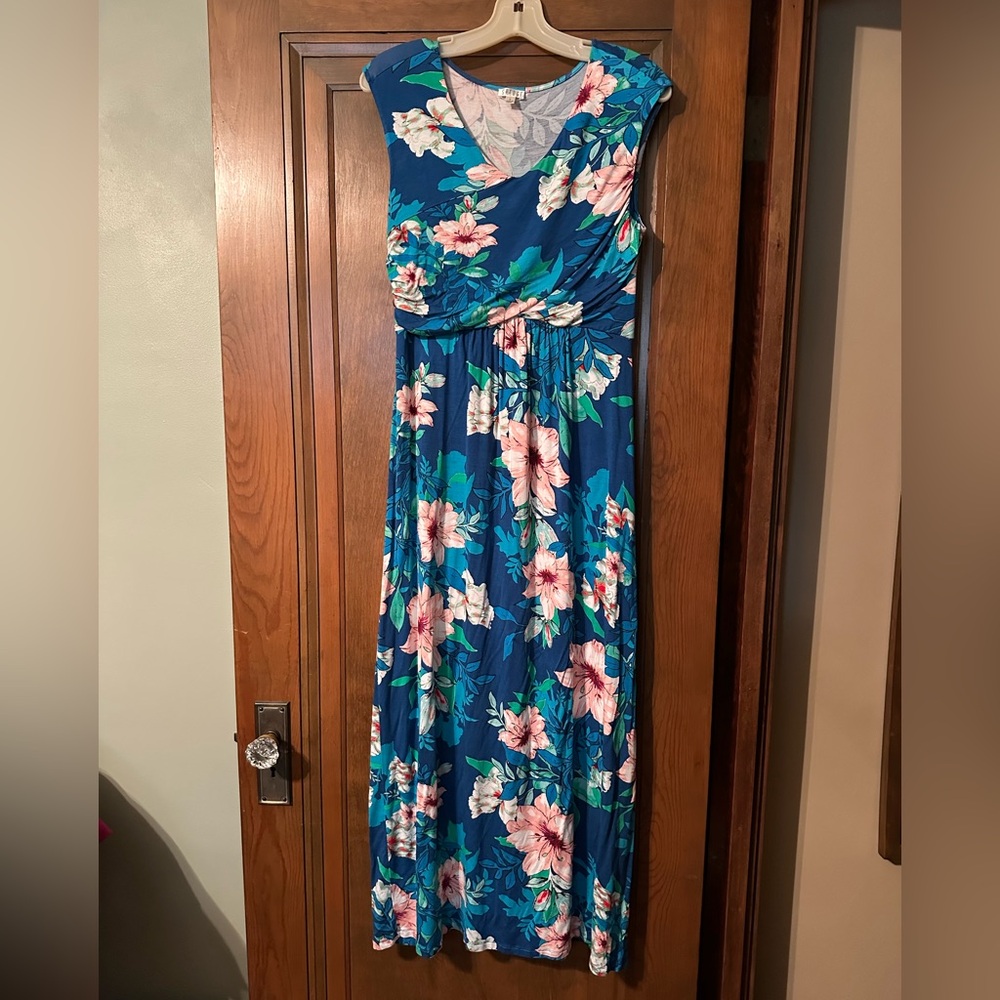 Spense Women’s Sleeveless Floral Print Maxi Dress